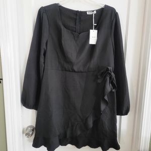 NWT Black long sleeve wrap dress